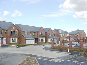 Tiling at new housing development at Roundhaven, Durham